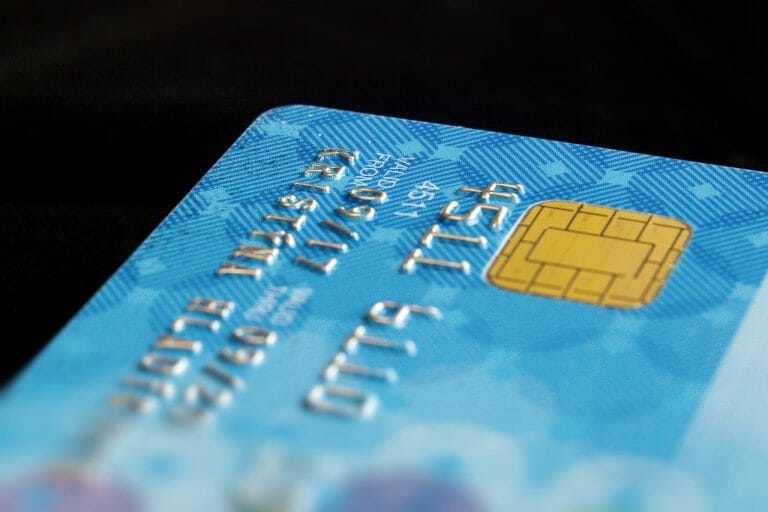 A blue credit card