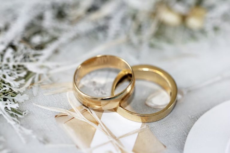 two gold wedding rings